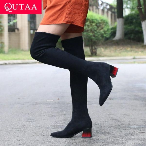 boots qutaa 2021 square heel keep warm women shoes pointed toe over the knee stretch flock winter long big size 34-431, Black
boots qutaa 2021 square heel keep warm women shoes pointed toe over the knee stretch flock winter long big size 34-431, Black