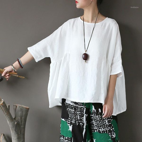 women loose linen round neck blouse shirts ladies retro solid color summer shirt female bat sleeve vintage blouses1, White
women loose linen round neck blouse shirts ladies retro solid color summer shirt female bat sleeve vintage blouses1, White
