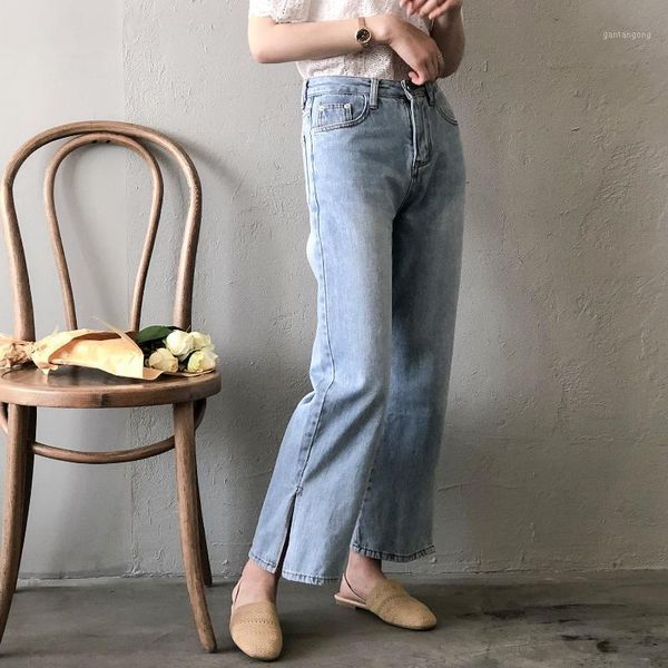 2020 new summer wide leg split hem for mujer women loose style denim vintage jeans pants1, Blue
2020 new summer wide leg split hem for mujer women loose style denim vintage jeans pants1, Blue