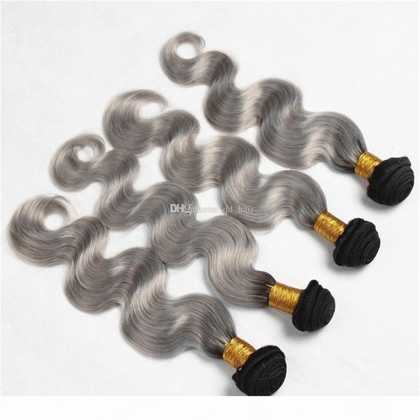 arrival #1b grey two tone ombre hair bundles dark roots body wave human hair weave ombre silver grey virgin hair extensions, Black
arrival #1b grey two tone ombre hair bundles dark roots body wave human hair weave ombre silver grey virgin hair extensions, Black