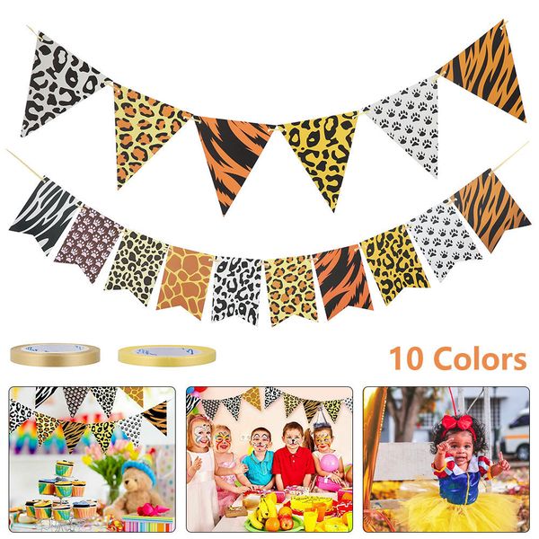 10 hanging flags animal theme pull flag leopard print paper banner pennant bunting christmas decor for party
10 hanging flags animal theme pull flag leopard print paper banner pennant bunting christmas decor for party