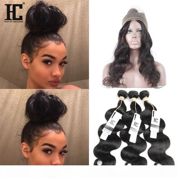 360 lace frontal peruvian indian malaysian brazilian virgin hair with closure body wave human hair weave 360 lace closure with 4 bundle, Black
360 lace frontal peruvian indian malaysian brazilian virgin hair with closure body wave human hair weave 360 lace closure with 4 bundle, Black