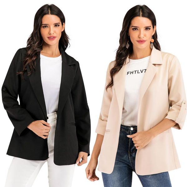 diiwii women roll-up sleeve open front blazer solid color elegant modern lady workwear jacket outerwear long sleeve spring coat, White;black
diiwii women roll-up sleeve open front blazer solid color elegant modern lady workwear jacket outerwear long sleeve spring coat, White;black