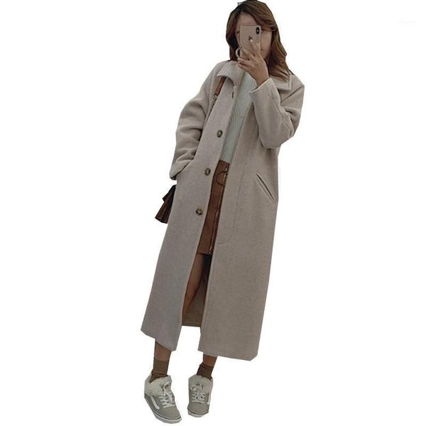 winter woolen coat women long winter slim fit coat and jacket for female casual woolen long jackets and ms coats as2001, Black