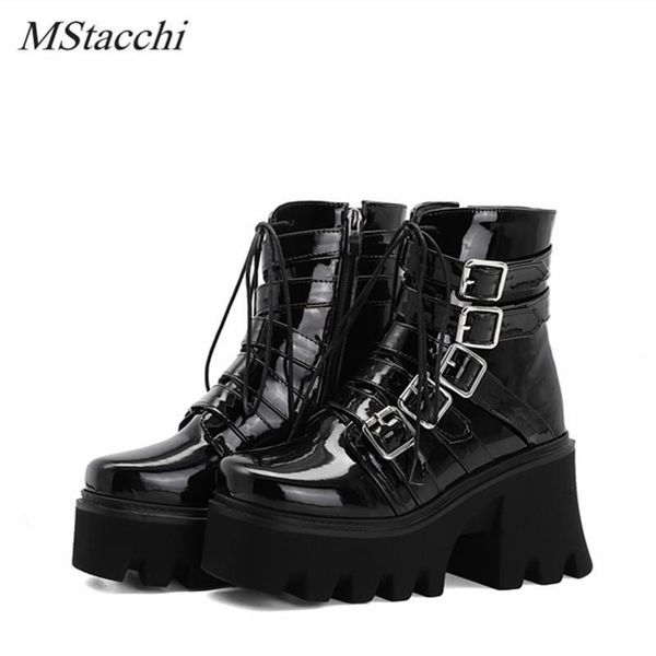 mstacchi ankle boots for women patent leather lace-up black belt buckle square toe thick bottom shoes botas feminina 2021
mstacchi ankle boots for women patent leather lace-up black belt buckle square toe thick bottom shoes botas feminina 2021