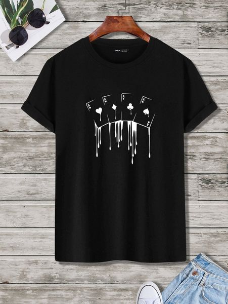 men playing card print tee a40m#, White;black 
men playing card print tee a40m#, White;black