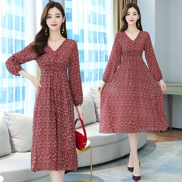 floral chiffon dress long skirt long sleeve dress autumn new style women's red french high waist mid length skirt acnk4, Black;gray
floral chiffon dress long skirt long sleeve dress autumn new style women's red french high waist mid length skirt acnk4, Black;gray
