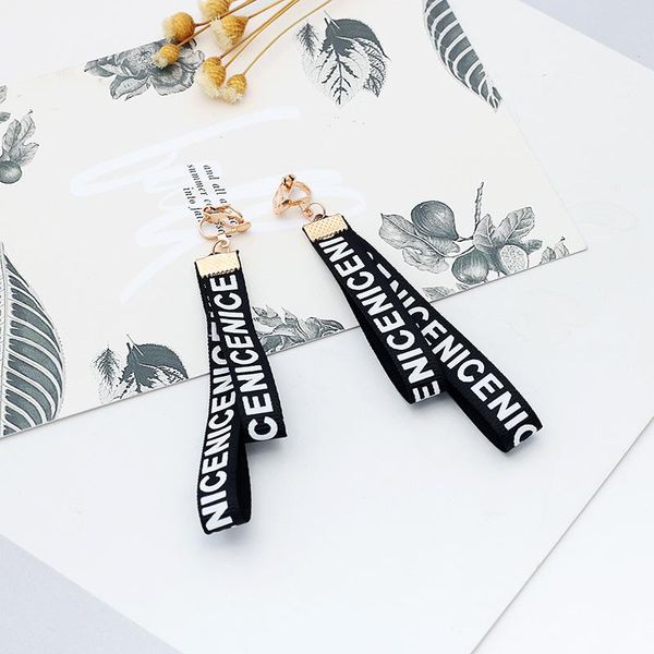 stud english letter ribbon earrings korean style tassel long ear clip without hole, Golden;silver
stud english letter ribbon earrings korean style tassel long ear clip without hole, Golden;silver