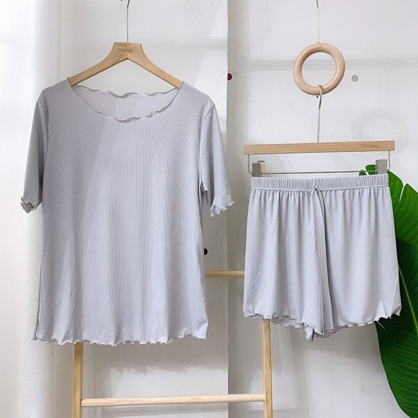 cool suit wooden ear round neck short-sleeved and pajamas shorts shorts two-piece set threaded women's pajamas casual home suit 9jeup, Gray
cool suit wooden ear round neck short-sleeved and pajamas shorts shorts two-piece set threaded women's pajamas casual home suit 9jeup, Gray
