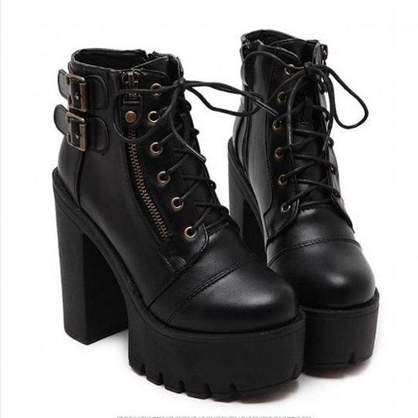 women's martin boots high heel boots motorcycle women's thick heels waterproof platform short, Black
women's martin boots high heel boots motorcycle women's thick heels waterproof platform short, Black
