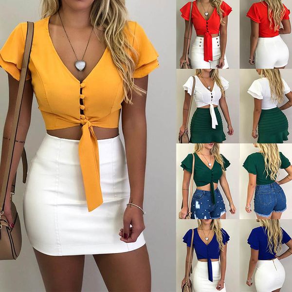 womens navel blouse ruffled button-down shirt solid color cardigan women summer fashion 20ss, White
womens navel blouse ruffled button-down shirt solid color cardigan women summer fashion 20ss, White