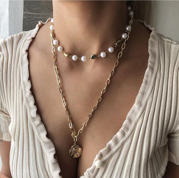 chains gothic baroque pearl coin pendant necklace for women punk beads gold color long chain choker jewelry gift, Silver
chains gothic baroque pearl coin pendant necklace for women punk beads gold color long chain choker jewelry gift, Silver