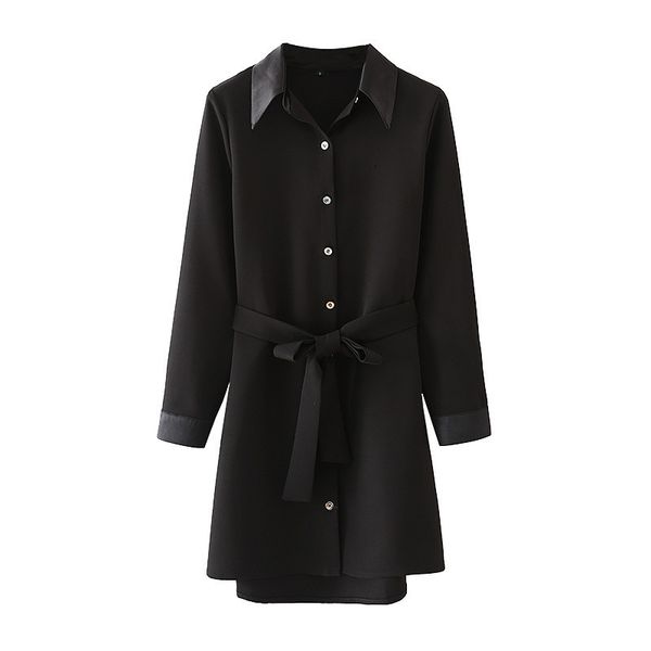 new 2021 belted black shirt women button up lapel collar long sleeve mini dress woman loose casual ladies dresses ns1z, Black;gray
new 2021 belted black shirt women button up lapel collar long sleeve mini dress woman loose casual ladies dresses ns1z, Black;gray