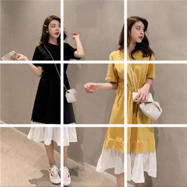 2019 new korean loose stitching fake two piece dress with waist long long skirt closing mid length and over knee skirt for children's s, Black;gray
2019 new korean loose stitching fake two piece dress with waist long long skirt closing mid length and over knee skirt for children's s, Black;gray