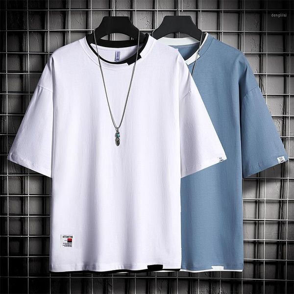 short-sleeved t-shirt men's summer new fake two-piece men's loose round neck half sleeve wild casual five-point sleeve tide1, White;black
short-sleeved t-shirt men's summer new fake two-piece men's loose round neck half sleeve wild casual five-point sleeve tide1, White;black