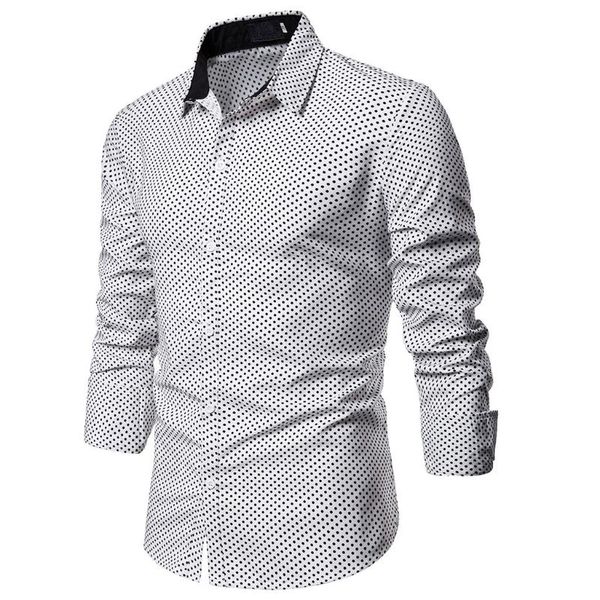 men's shirt casual dot button slim fit turn-down collar long sleeve blouse men dress shirts clothes camisa masculina 2020, White;black
men's shirt casual dot button slim fit turn-down collar long sleeve blouse men dress shirts clothes camisa masculina 2020, White;black