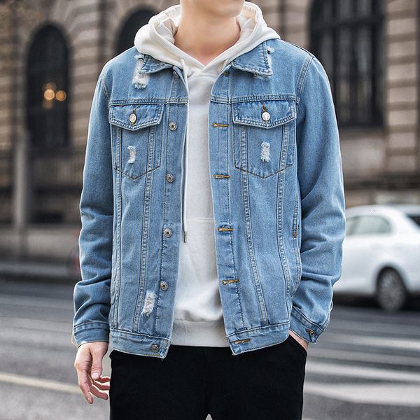 w autumn jeans men's hole loose tooling jacket casual korean fashion street u601, Black;brown
w autumn jeans men's hole loose tooling jacket casual korean fashion street u601, Black;brown
