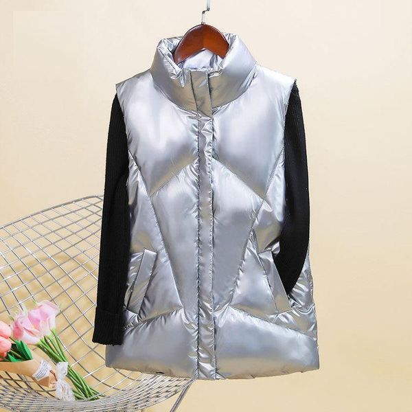 2020 new autumn winter women's stand collar down cotton vest thick loose bright surface solid sleeveless short waistcoat a1511, Black;white
2020 new autumn winter women's stand collar down cotton vest thick loose bright surface solid sleeveless short waistcoat a1511, Black;white