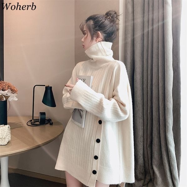 woherb turtleneck sweater women button knitted women autumn harajuku korean loose girls fashion chic ulzzang pullover jumper 201130, White;black
woherb turtleneck sweater women button knitted women autumn harajuku korean loose girls fashion chic ulzzang pullover jumper 201130, White;black