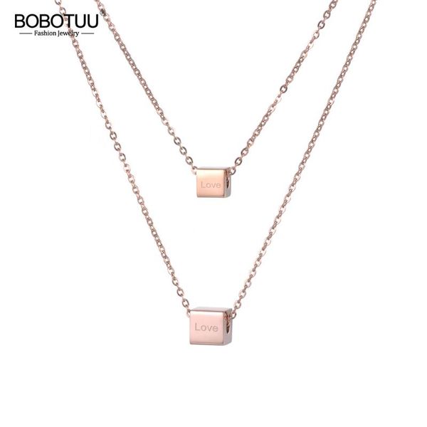 pendant necklaces bobotuu 2 layers stainless steel rose gold choker necklace love letter square valentine's day present for women bn182, Silver
pendant necklaces bobotuu 2 layers stainless steel rose gold choker necklace love letter square valentine's day present for women bn182, Silver