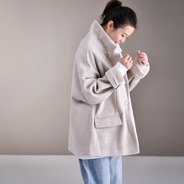 micoco w9812 literature and art quality loose and large lapel woolen overcoat for women thickened large profiled overcoat, Black
micoco w9812 literature and art quality loose and large lapel woolen overcoat for women thickened large profiled overcoat, Black