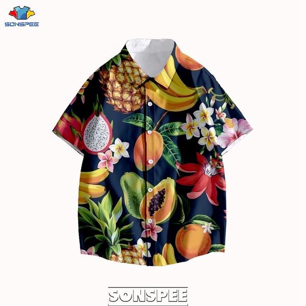 sonspee summer mens short sleeve hawaiian beach shirt vintage fruit print casual hip hop shirts for men plus size streetwear, White;black
sonspee summer mens short sleeve hawaiian beach shirt vintage fruit print casual hip hop shirts for men plus size streetwear, White;black