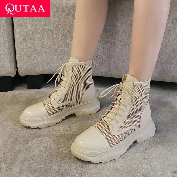 boots qutaa 2021 patent leather mesh fashion ankle round toe lace up women shoes spring autumn female cool size 34-411, Black
boots qutaa 2021 patent leather mesh fashion ankle round toe lace up women shoes spring autumn female cool size 34-411, Black