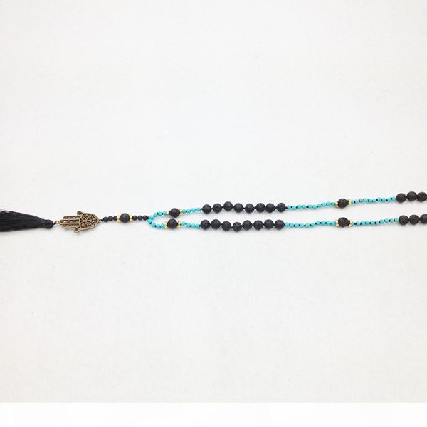 st0251 protective hamsa hand mala necklace black lava stone beads tassel boho necklace fashion necklaces 2016, Silver
st0251 protective hamsa hand mala necklace black lava stone beads tassel boho necklace fashion necklaces 2016, Silver