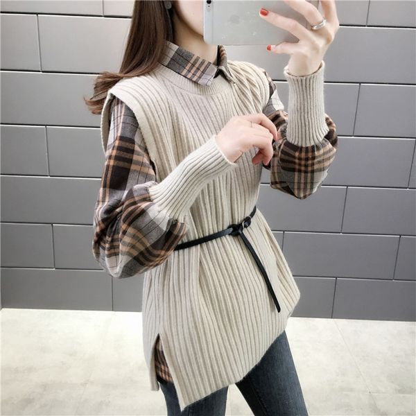 2020 spring new korean knitwear knitwearstyle plaid shirt belt medium length woolen skirt two piece knitwear qneov, White;black
2020 spring new korean knitwear knitwearstyle plaid shirt belt medium length woolen skirt two piece knitwear qneov, White;black