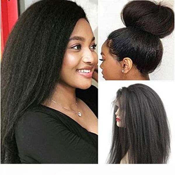 360 lace frontal wigs kinky straight human hair wig with baby hair pre plucked italian yaki lace front wigs for women 150% density peruvian, Black;brown
360 lace frontal wigs kinky straight human hair wig with baby hair pre plucked italian yaki lace front wigs for women 150% density peruvian, Black;brown