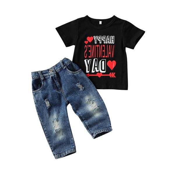 children's wear boys' summer children's suit letter printed t-shirt + perforated jeans two piece boys' suit 1-6y, White
children's wear boys' summer children's suit letter printed t-shirt + perforated jeans two piece boys' suit 1-6y, White