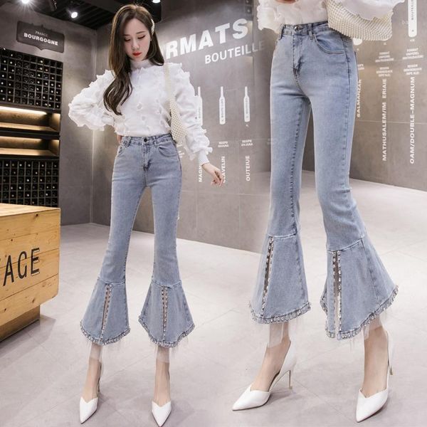 spring and summer 2020 new women's slim fashion all-match diamond set heavy split jeans micro bell-bottom pants streetwear1, Blue
spring and summer 2020 new women's slim fashion all-match diamond set heavy split jeans micro bell-bottom pants streetwear1, Blue