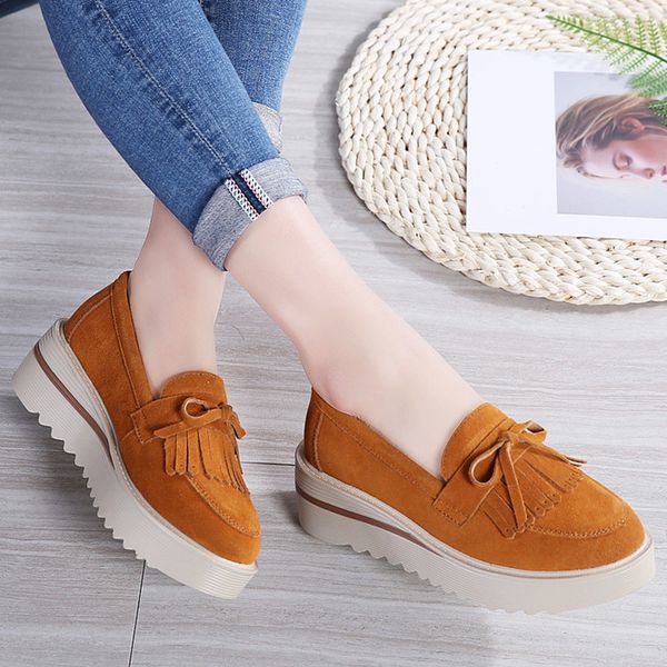 women's tassel bowtie loafers suede wedges pumps ladies platform thick bottom female footwear autumn casual creepers shoes 1007, Black;white
women's tassel bowtie loafers suede wedges pumps ladies platform thick bottom female footwear autumn casual creepers shoes 1007, Black;white