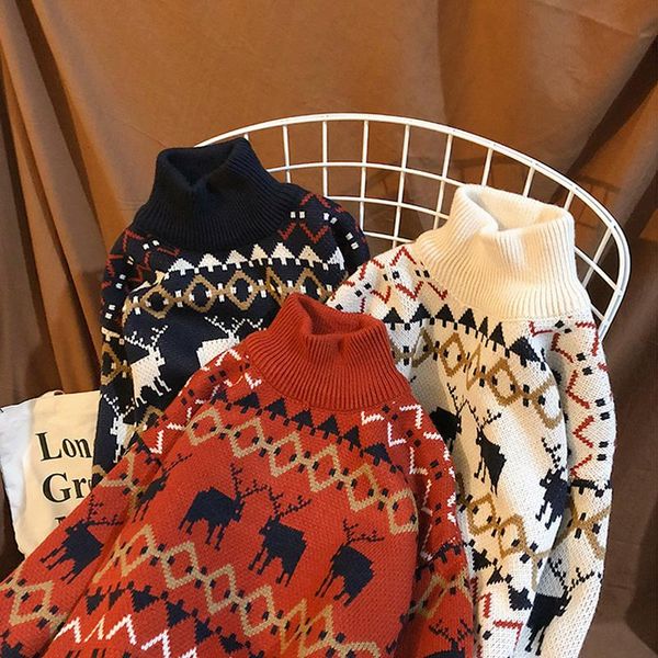 autumn winter high collar christmas red sweater for women loose warm sweater cute kawaii sweaters high quality, White;black
autumn winter high collar christmas red sweater for women loose warm sweater cute kawaii sweaters high quality, White;black