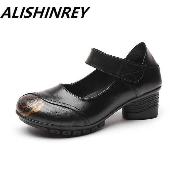 dress shoes alishinrey 2021 spring genuine leather soft sole thick heels single hook&loop women pumps comfortable, Black
dress shoes alishinrey 2021 spring genuine leather soft sole thick heels single hook&loop women pumps comfortable, Black