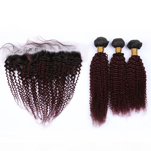 wine red ombre peruvian human hair kinky curly 3pcs bundles with 13x4 frontal closure #1b 99j burgundy ombre lace frontal with weaves, Black;brown
wine red ombre peruvian human hair kinky curly 3pcs bundles with 13x4 frontal closure #1b 99j burgundy ombre lace frontal with weaves, Black;brown