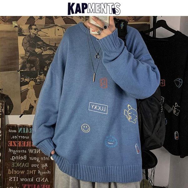 kapments winter men printed cartoon sweaters 2020 kawaii sweater mens japanese streetwear pullover knit sweater male pullovers, White;black
kapments winter men printed cartoon sweaters 2020 kawaii sweater mens japanese streetwear pullover knit sweater male pullovers, White;black