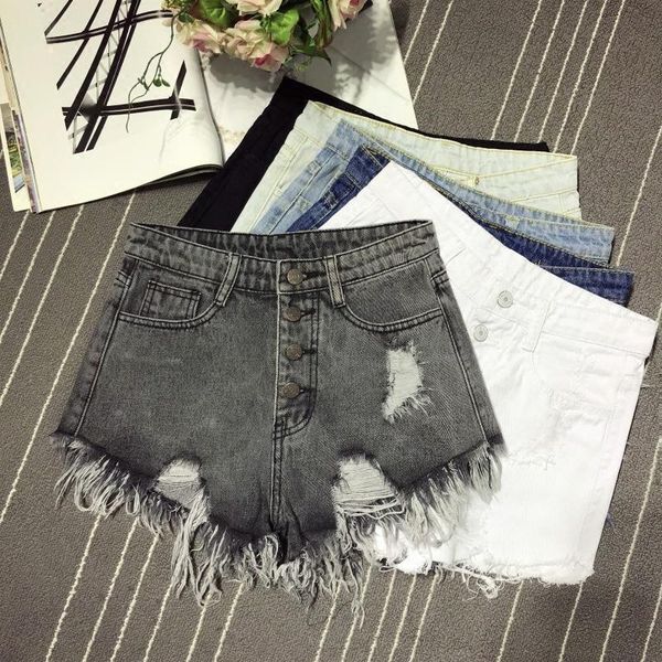 shorts women hole ripped jeans shorts fashion tassel denim high waist short pants summer femme buttons pockets, White;black
shorts women hole ripped jeans shorts fashion tassel denim high waist short pants summer femme buttons pockets, White;black