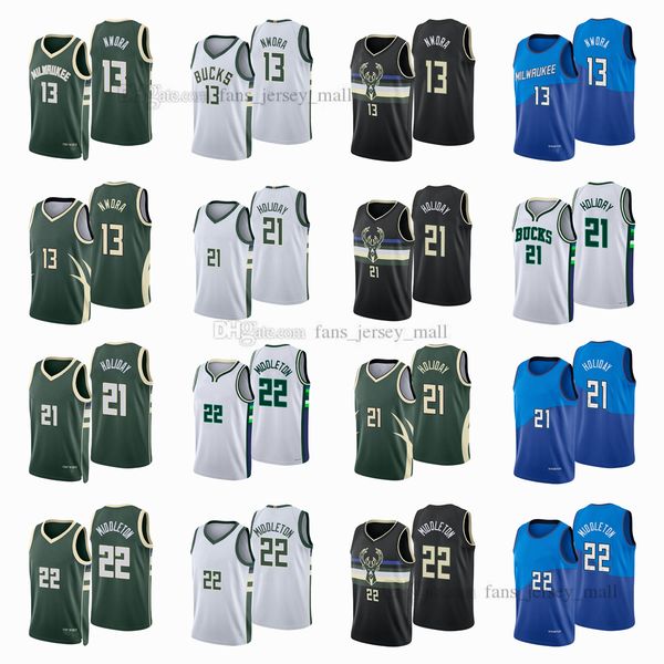 printed city basketball jerseys nwora 13 khris 22 middleton jrue 21 holiday jersey color white green blue black, Black;red
printed city basketball jerseys nwora 13 khris 22 middleton jrue 21 holiday jersey color white green blue black, Black;red