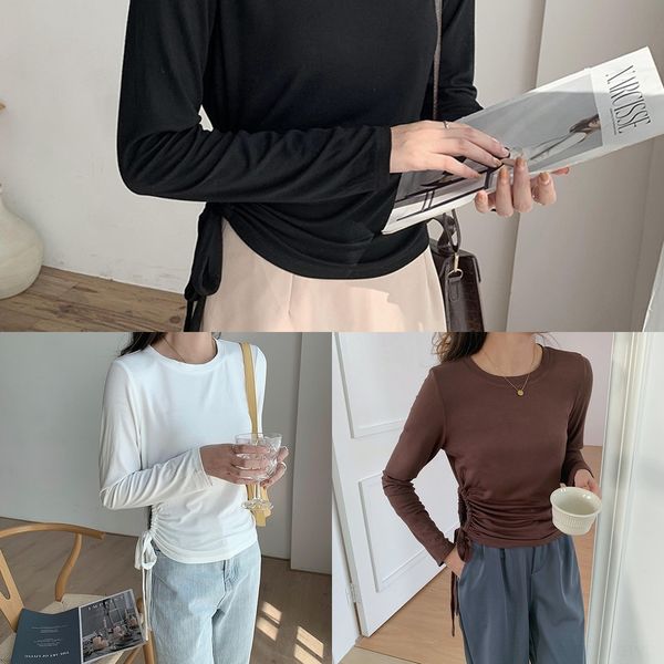 wb8gi 2020 autumn coat t-shirt east new slim slim fit south korea gate drawstring tie t-shirt bottoming crew neck versatile women's, White
wb8gi 2020 autumn coat t-shirt east new slim slim fit south korea gate drawstring tie t-shirt bottoming crew neck versatile women's, White
