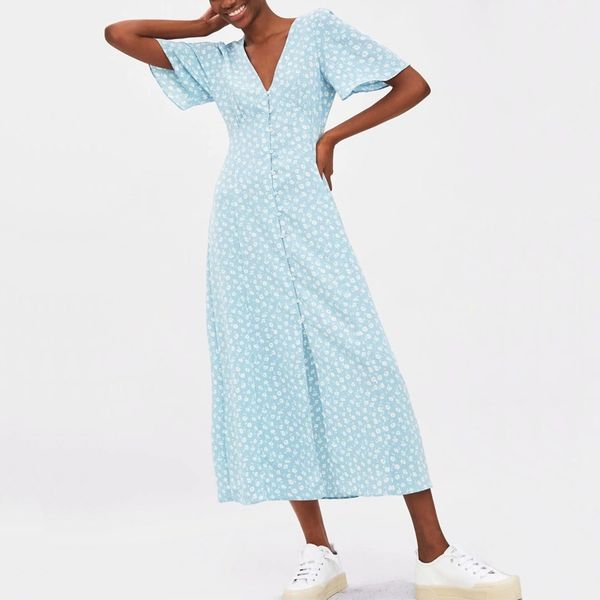 women casual summer dress flower print v-neck short-sleeved dress slim vestidos t200604, Black;gray
women casual summer dress flower print v-neck short-sleeved dress slim vestidos t200604, Black;gray