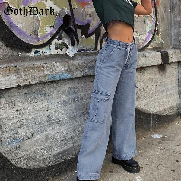 goth dark high waist gothic jeans black or blue wide leg with pockets patchwork pants korean style women fashion trousers 2020
goth dark high waist gothic jeans black or blue wide leg with pockets patchwork pants korean style women fashion trousers 2020