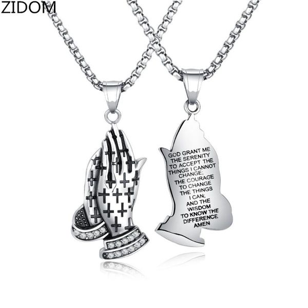 pendant necklaces 2021 men hiphop praying hands with bible shape stainless steel fashion vintage necklace male jewelry gifts, Silver
pendant necklaces 2021 men hiphop praying hands with bible shape stainless steel fashion vintage necklace male jewelry gifts, Silver
