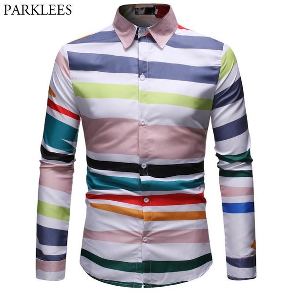 men's casual shirts colourful stripe men shirt slim fit mens button up long sleeve daily streetwear chemise homme, White;black
men's casual shirts colourful stripe men shirt slim fit mens button up long sleeve daily streetwear chemise homme, White;black