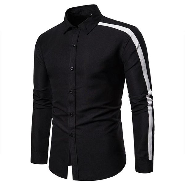 men's casual shirts button turn-down collar slim fit long sleeve shirt blouse camisas hombre manga larga w808, White;black
men's casual shirts button turn-down collar slim fit long sleeve shirt blouse camisas hombre manga larga w808, White;black