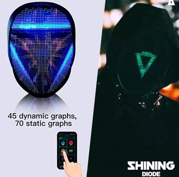 original luminous led smart mask glowing face off toy cellphone app operated diy words change face party costume dress up cyberpunk, Black
original luminous led smart mask glowing face off toy cellphone app operated diy words change face party costume dress up cyberpunk, Black