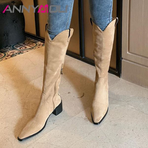 annymoli real leather long boots women shoes kid suede high heel knee high boots pointed toe zip block heels western black
annymoli real leather long boots women shoes kid suede high heel knee high boots pointed toe zip block heels western black