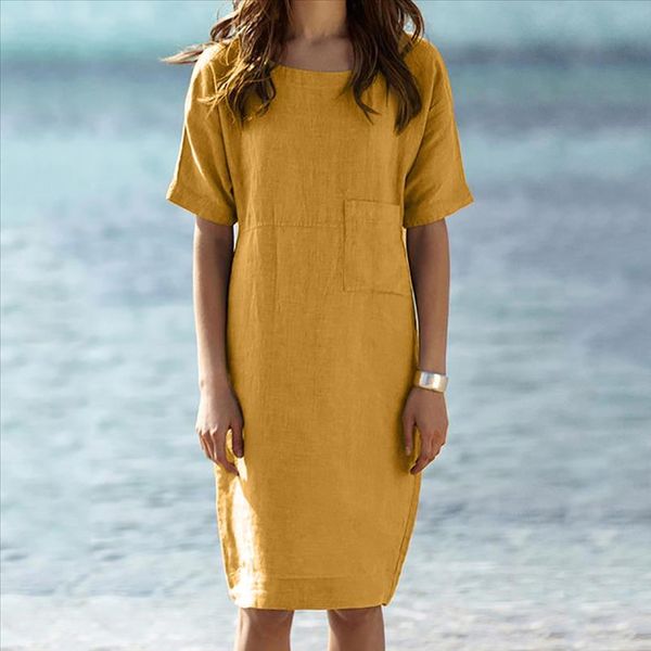 cotton linen women dresses short sleeve pocket solid color beach casual dress plus size women summer sundress vestidos de verano, Black;gray
cotton linen women dresses short sleeve pocket solid color beach casual dress plus size women summer sundress vestidos de verano, Black;gray