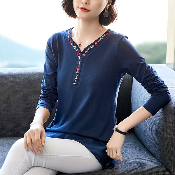 autumn 2020 new fashion long sleeve women's medium and long loose embroidered t-shirt cotton t-shirtjacket cotton t-shirt ottom coatmot, White
autumn 2020 new fashion long sleeve women's medium and long loose embroidered t-shirt cotton t-shirtjacket cotton t-shirt ottom coatmot, White