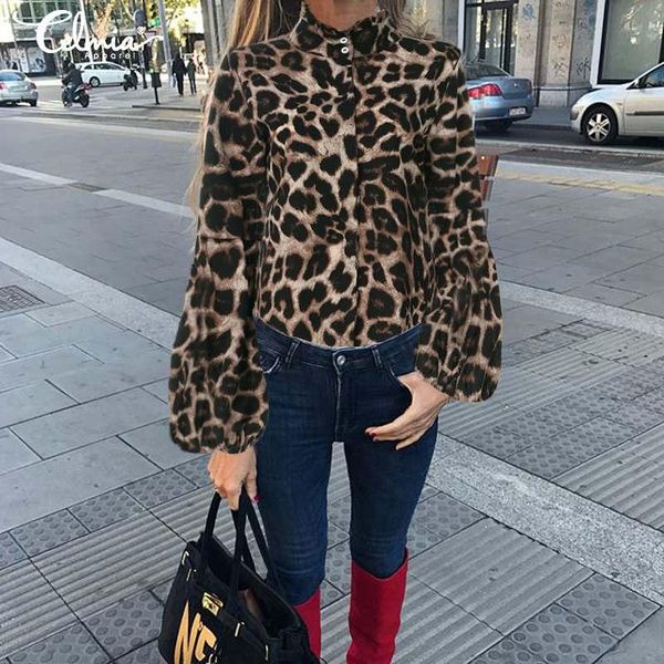 women's blouses & shirts celmia 2021 fashion high neck women plus size leopard printed lantern long sleeve casual office lady blusas 5x, White
women's blouses & shirts celmia 2021 fashion high neck women plus size leopard printed lantern long sleeve casual office lady blusas 5x, White